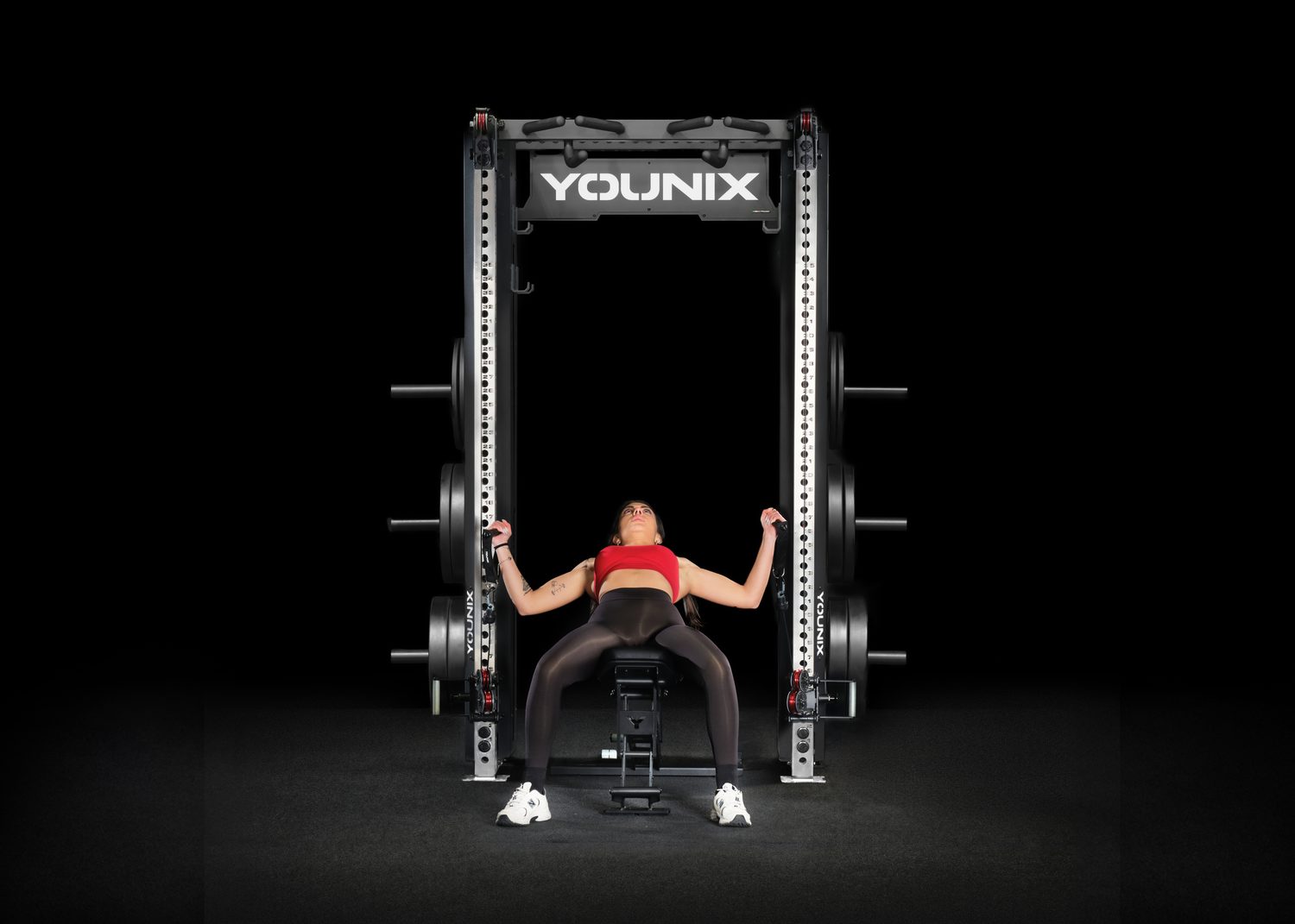 Cable chest press with dual handles