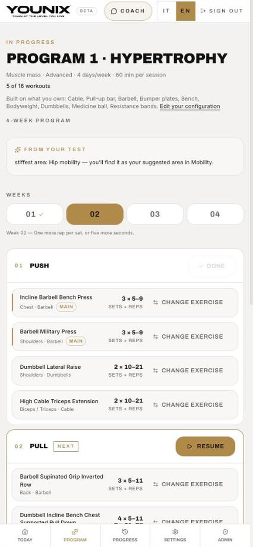 Younix four-week training program